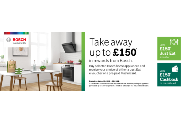 Take Away up to £150 in rewards from Bosch