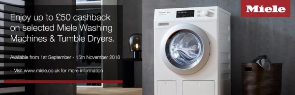 £50 Cashback on selected Miele Washing Machines and Tumble Dryers!