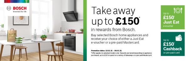 Take Away up to £150 in rewards from Bosch