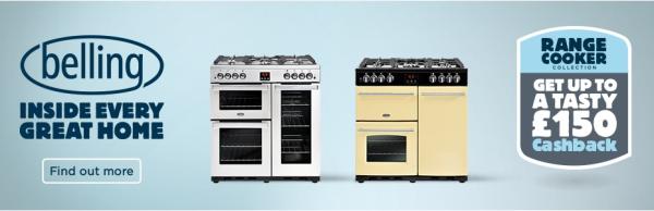 Up to £150 Cashback on Belling Farmhouse and Cook Centre Range Cookers